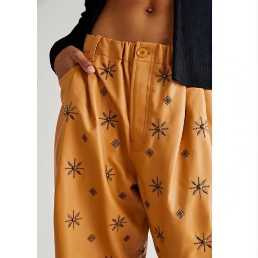 Free People Camille Embellished Vegan Pants